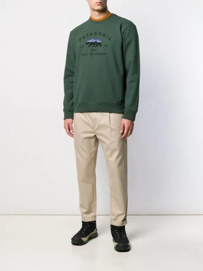 Shop Patagonia Logo Print Sweatshirt In Green