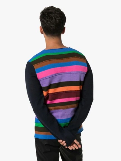 Shop Comme Des Garçons Shirt Striped Panel Knit Jumper In Multi