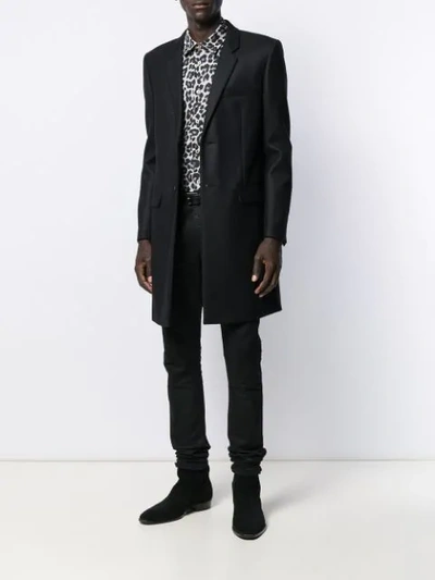 Shop Saint Laurent Notched Collar Tailored Coat In Black