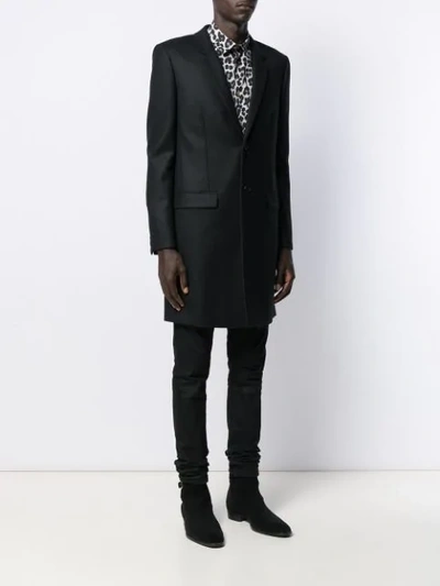 Shop Saint Laurent Notched Collar Tailored Coat In Black