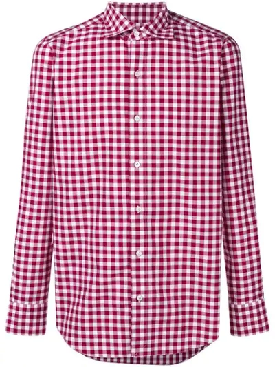 Shop Finamore 1925 Napoli Gingham Checked Shirt In Red