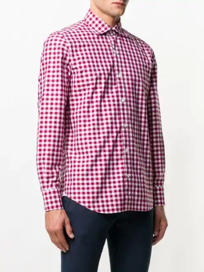 Shop Finamore 1925 Napoli Gingham Checked Shirt In Red