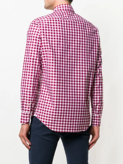 Shop Finamore 1925 Napoli Gingham Checked Shirt In Red