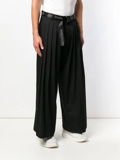 Shop Sankuanz Pleated Wide-leg Trousers - Black