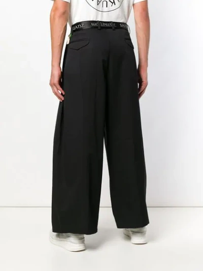 SANKUANZ PLEATED WIDE-LEG TROUSERS - 黑色