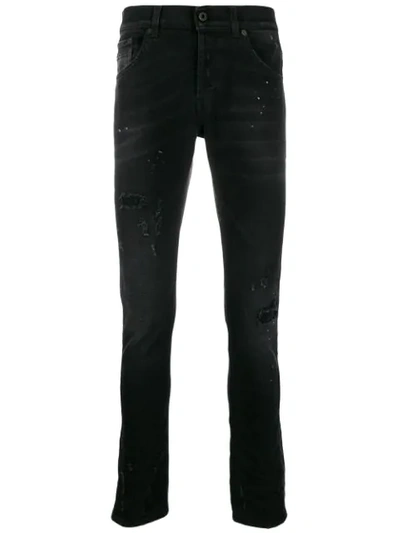 Shop Dondup Distressed Slim-fit Jeans In Black