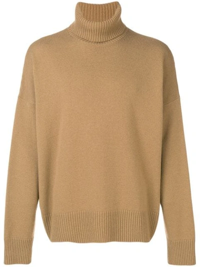 Shop Ami Alexandre Mattiussi Turtleneck Oversize Sweater In Neutrals