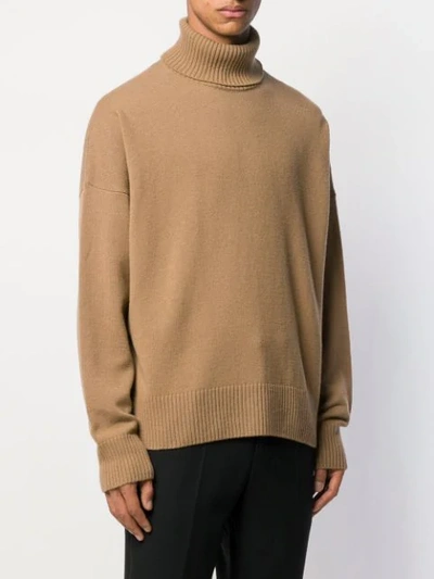 Shop Ami Alexandre Mattiussi Turtleneck Oversize Sweater In Neutrals