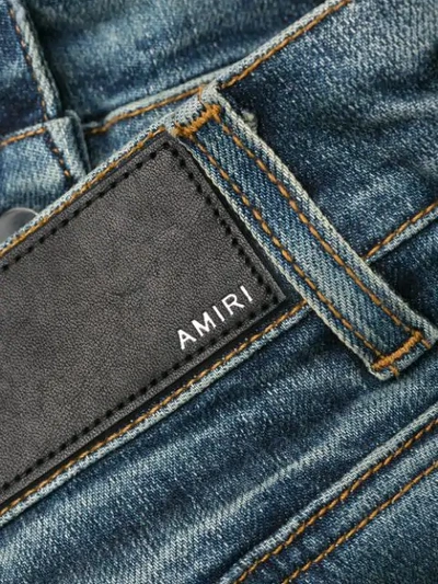Shop Amiri Gathered Slim Fit Jeans In Blue