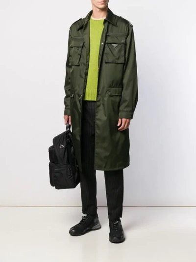 PRADA BUCKLE BELTED TRENCH - 绿色