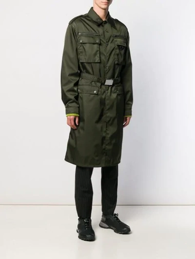 PRADA BUCKLE BELTED TRENCH - 绿色