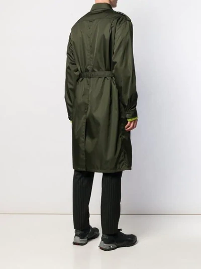 PRADA BUCKLE BELTED TRENCH - 绿色
