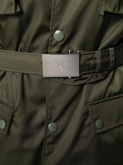 Shop Prada Military Trench Coat In Green