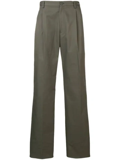 Shop Lanvin Wide Leg Pleated Trousers In Grey