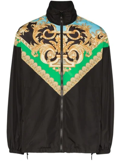 Shop Versace Barocco Print Track Jacket In Black