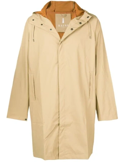 Shop Rains Waterproof Hooded Coat In Neutrals