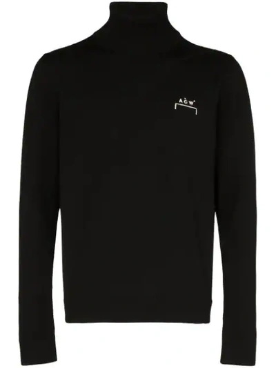 Shop A-cold-wall* Logo-embroidered Roll-neck Jumper In Black