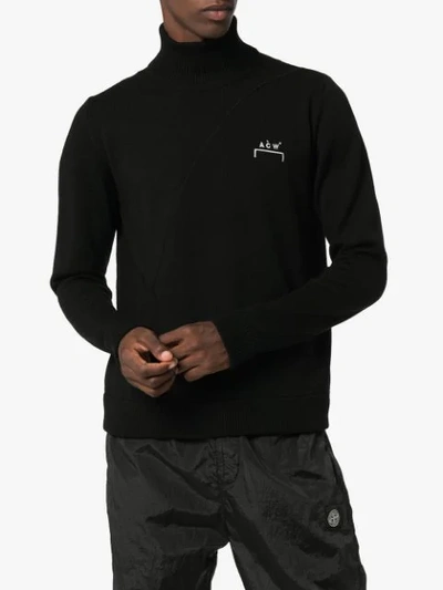 Shop A-cold-wall* Logo-embroidered Roll-neck Jumper In Black
