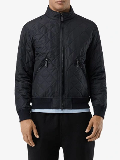 Shop Burberry Quilted Thermoregulated Jacket In Blue