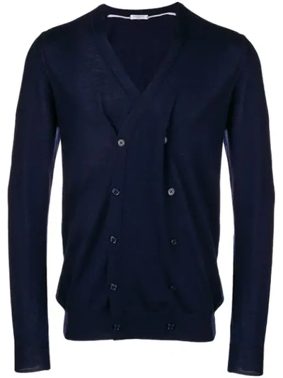 Paolo Pecora Double Breasted V-neck Cardigan - Blue In Blue