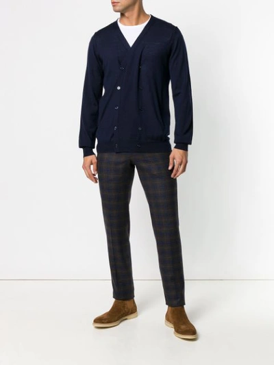 Paolo Pecora Double Breasted V-neck Cardigan - Blue In Blue