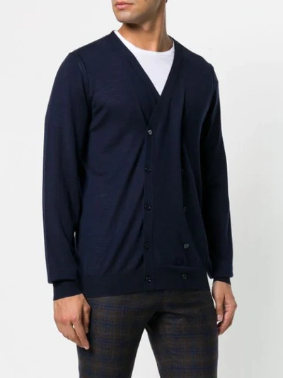Paolo Pecora Double Breasted V-neck Cardigan - Blue In Blue