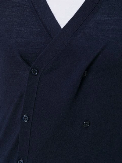 Paolo Pecora Double Breasted V-neck Cardigan - Blue In Blue