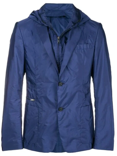 Shop Prada Blazer-like Rain Jacket - Blue