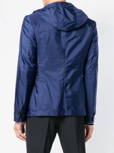 Shop Prada Blazer-like Rain Jacket - Blue