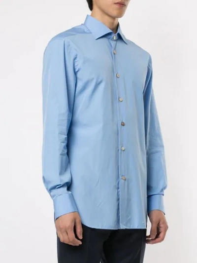 Shop Kiton Poplin Shirt In Blue
