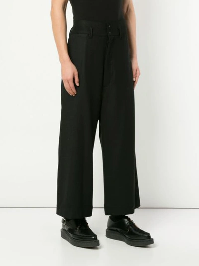 Shop Sasquatchfabrix . Wide Cropped Trousers - Black
