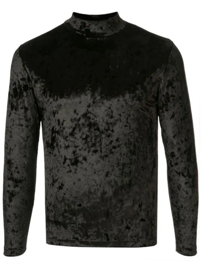 Shop Maison Margiela Velvet Fitted Long-sleeve Top In Black