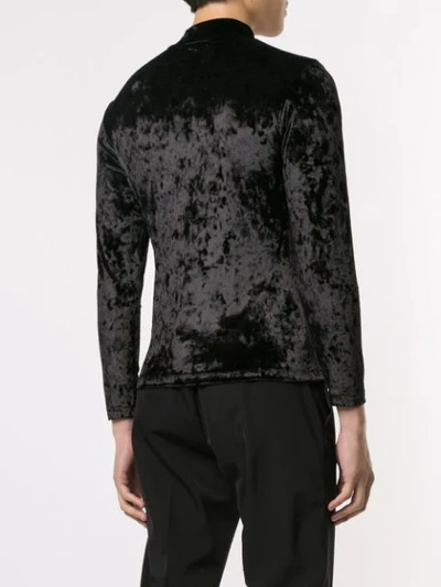 Shop Maison Margiela Velvet Fitted Long-sleeve Top In Black