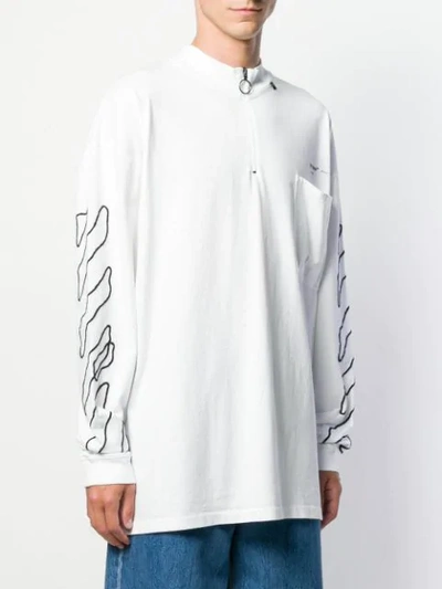 Shop Off-white Embroidered Knit Jacket In White