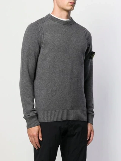 Shop Stone Island Ribbed Sweater In Grey