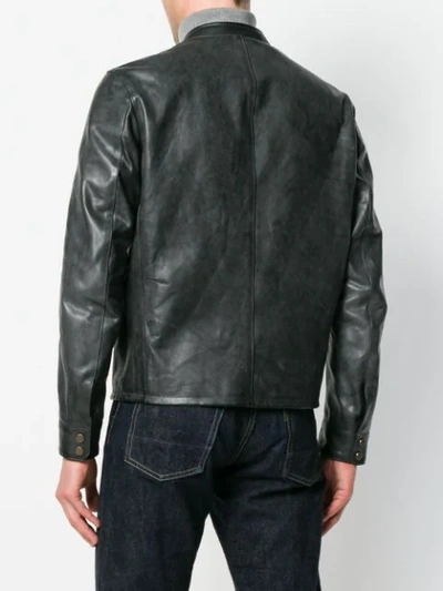 Shop Ajmone Zipped Leather Jacket - Black
