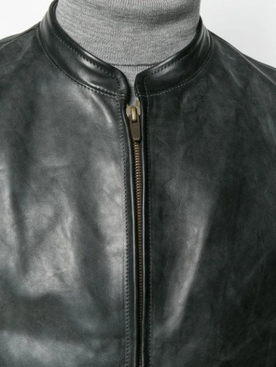 Shop Ajmone Zipped Leather Jacket - Black