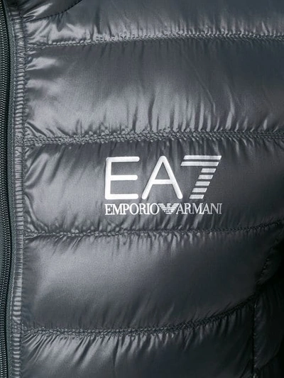 Shop Ea7 Padded Zipped Jacket In Grey