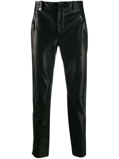 Shop Alexander Mcqueen Slim-fit Biker Trousers In Black