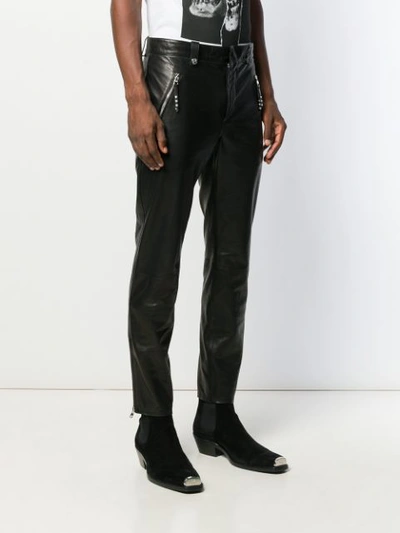 Shop Alexander Mcqueen Slim-fit Biker Trousers In Black