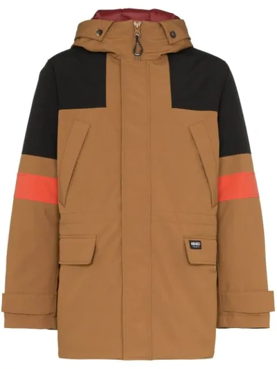 Shop Kenzo Tech Canvas Padded Parka Coat In 13 Dark Beige