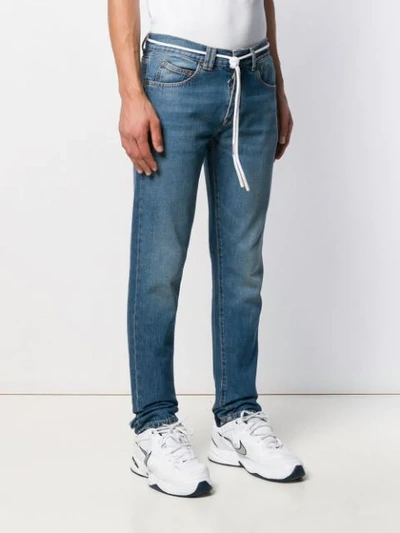 Shop Off-white Drawstring Belt Slim-fit Denim Jeans In Blue