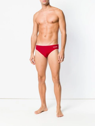 Shop Dsquared2 Logo Print Briefs In Red