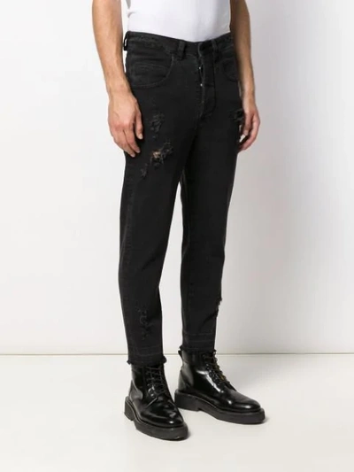 Shop Thom Krom Distressed Cropped Jeans In Black