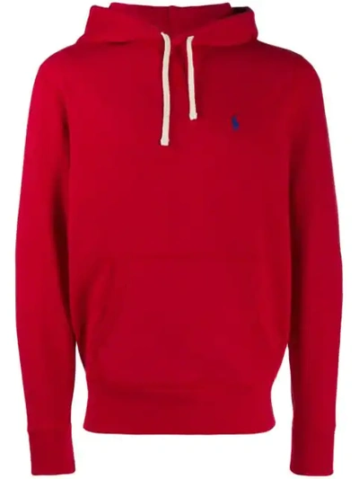 Shop Polo Ralph Lauren Embroidered Logo Hoodie In Red