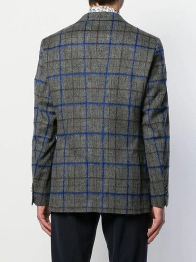 Shop Etro Checked Blazer In Grey