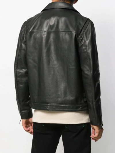John Elliott Riders Slim Fit Leather Jacket In Black