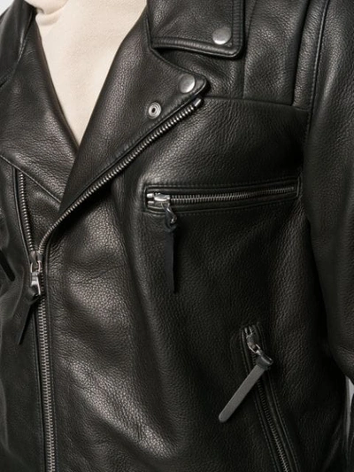John Elliott Riders Slim Fit Leather Jacket In Black