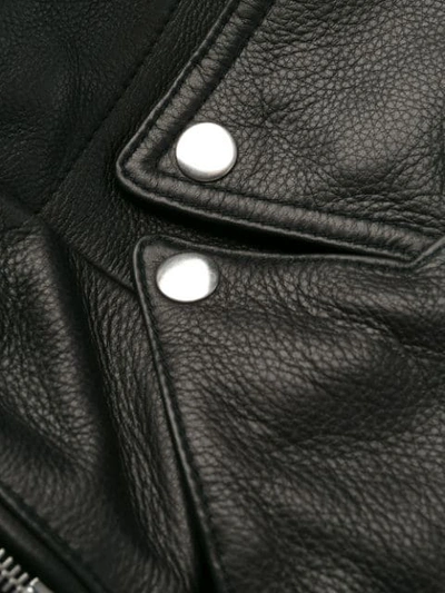 John Elliott Riders Slim Fit Leather Jacket In Black