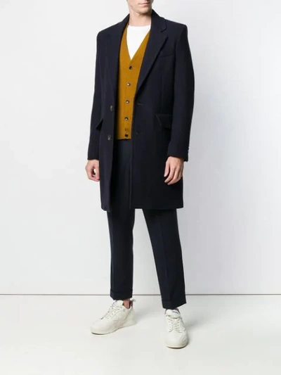 Shop Ami Alexandre Mattiussi Lined Two Buttons Coat In Blue